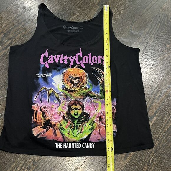 Cavity Colors Tank Top Girl’s Large Black Haunted Candy Graphic Halloween Spooky - Picture 6 of 7